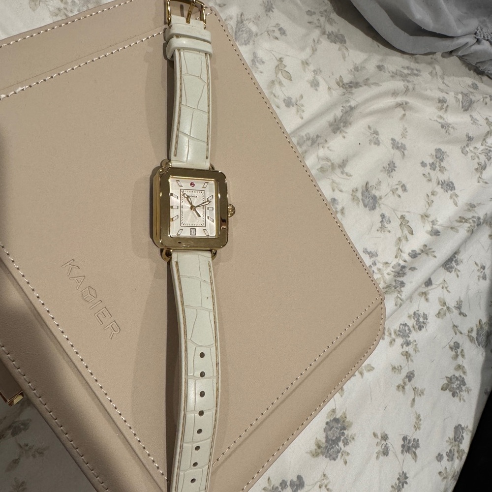 Michele Gold and White Women's Watch